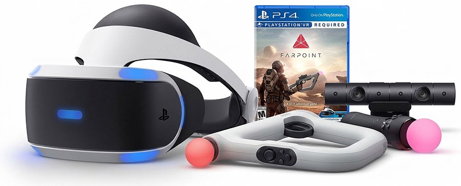 Ps4 PlayStation VR Bundle (PS VR Headset + Camera + 2x Motion Controllers + PS VR Aim Controller + Farpoint Game) Used